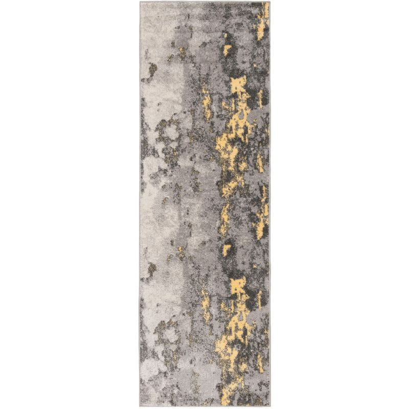 Adirondack ADR134 Machine Made Indoor Runner - Grey/Yellow - 2'-6"x18' - Safavieh