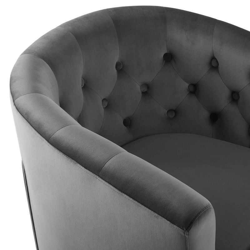 Prospect Tufted Performance Velvet Swivel Armchair Charcoal - Modway
