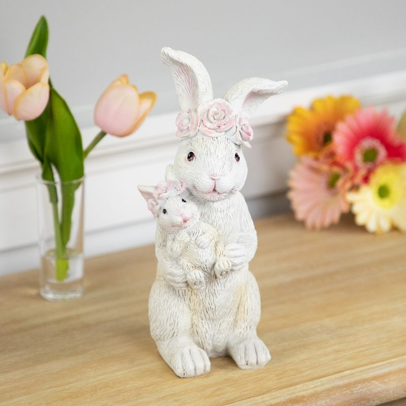 Northlight Mother and Baby Bunny Outdoor Garden Easter Statue - 9.25"