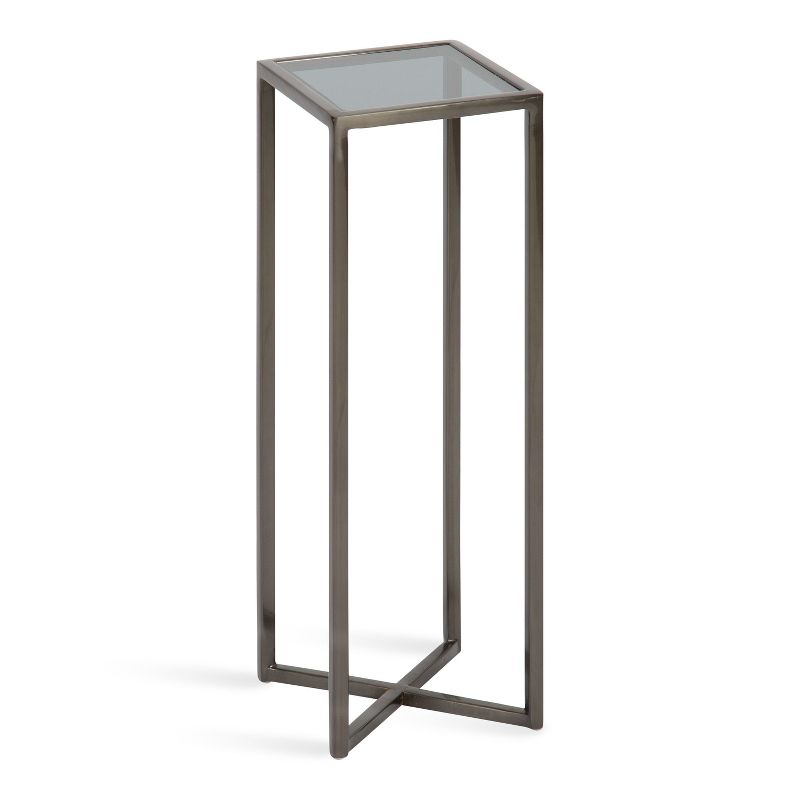 Kate and Laurel Jaspur Square Metal Drink Table, 7x7x21, Pewter
