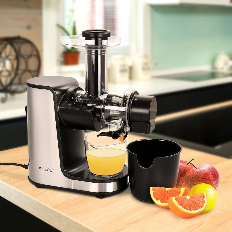 MegaChef MegaChef 150 Watt 2 Speed Stainless Steel Electric Slow Masticating & Cold Press Juicer
