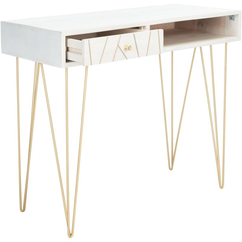 Marigold Desk - White Wash/Brass - Safavieh
