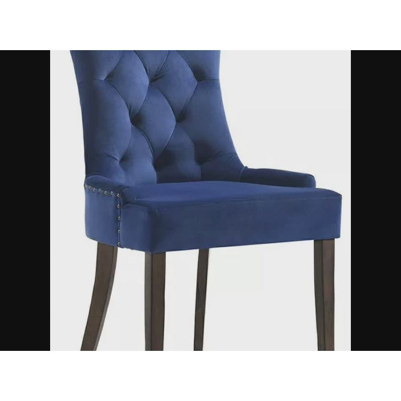 22" Farren Accent Chair Green Velvet/Espresso Finish - Acme Furniture: Linen Upholstery, Nailhead, Tufted Back