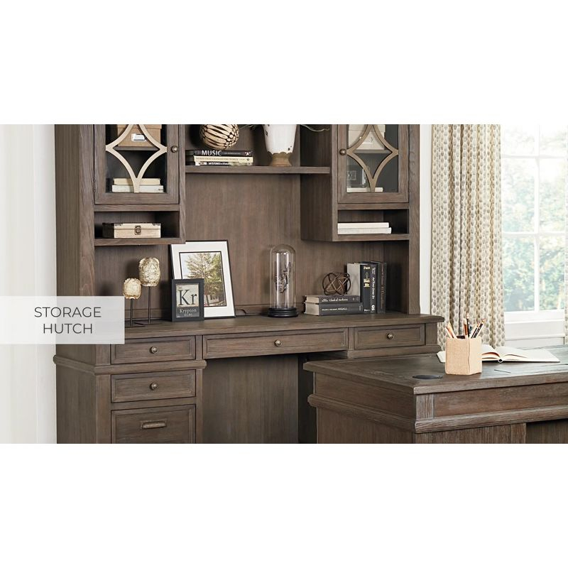 Carson Double Pedestal Desk Brown - Martin Furniture: Solid Wood, Veneers, No Assembly Required
