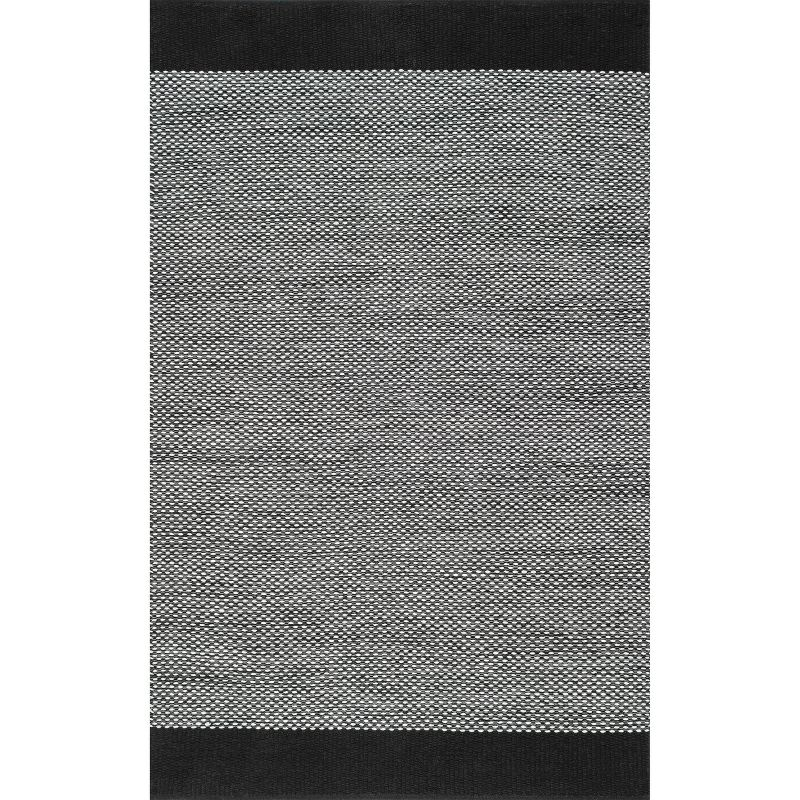 Nuloom Noura Solid 4x6 Indoor Area Rug for Living Room Bedroom Dining Room Kitchen, Black/Ivory