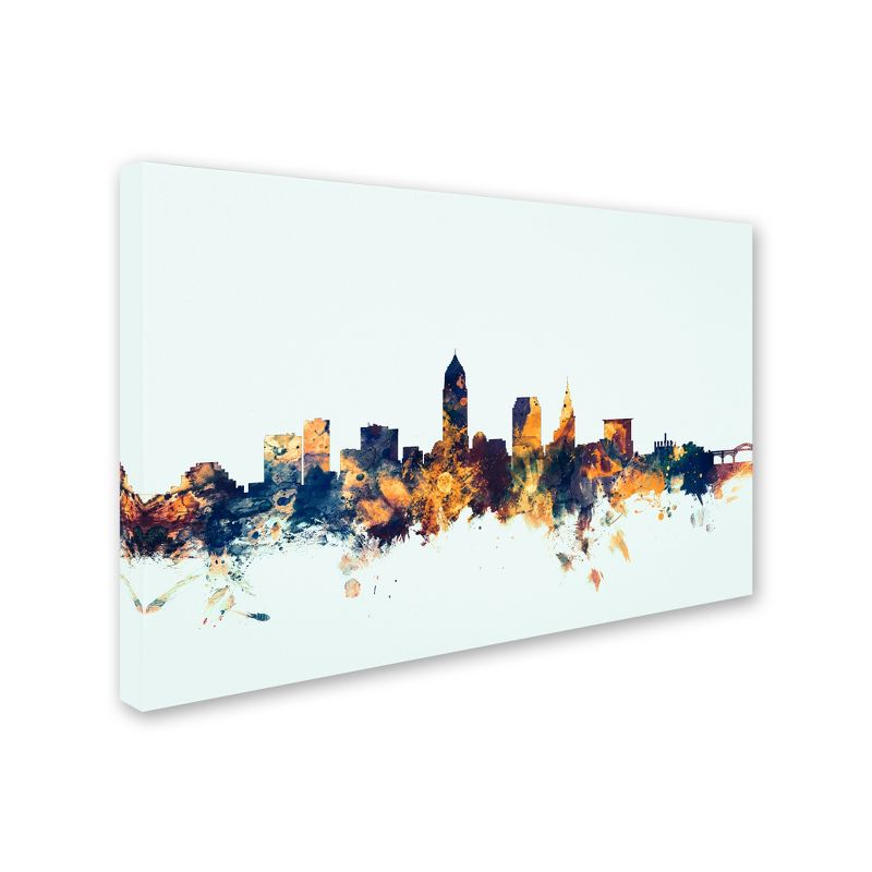 Trademark Fine Art -Michael Tompsett 'Cleveland Ohio Skyline Blue' Canvas Art