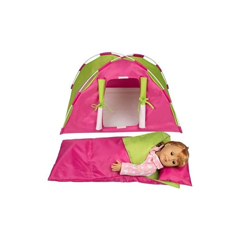 Dress Along Dolly Camping Bed Tent with Sleeping Bag and Pillow for American Girl Doll