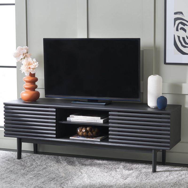 Aricia Large 2 Door Media Stand - Black - Safavieh