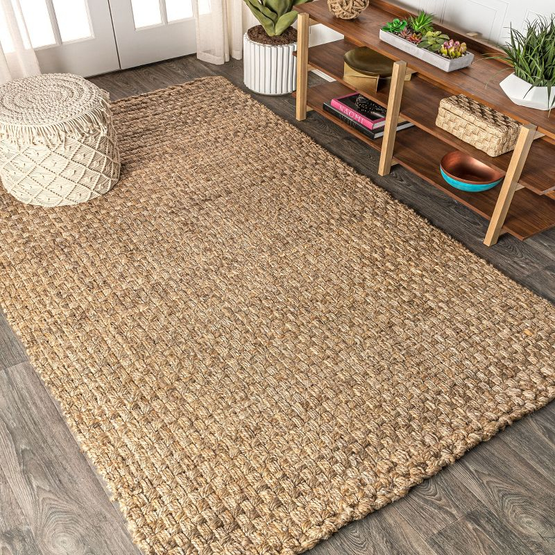 5'x8' Estera Hand Woven Boucle Chunky Jute Area Rug, Natural - JONATHAN Y