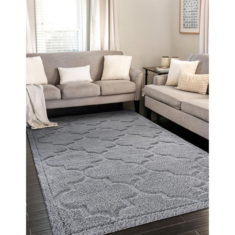 Unique Loom 5' 1 x 8' 0 Gray Trellis Shag Traditional Area Rug