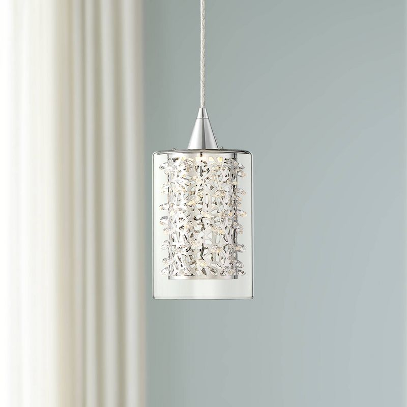 Possini Euro Design Enya Chrome Mini Pendant 5 1/2" Wide Modern Dimmable LED Crystal Clear Glass for Dining Room House Foyer Kitchen Island Entryway