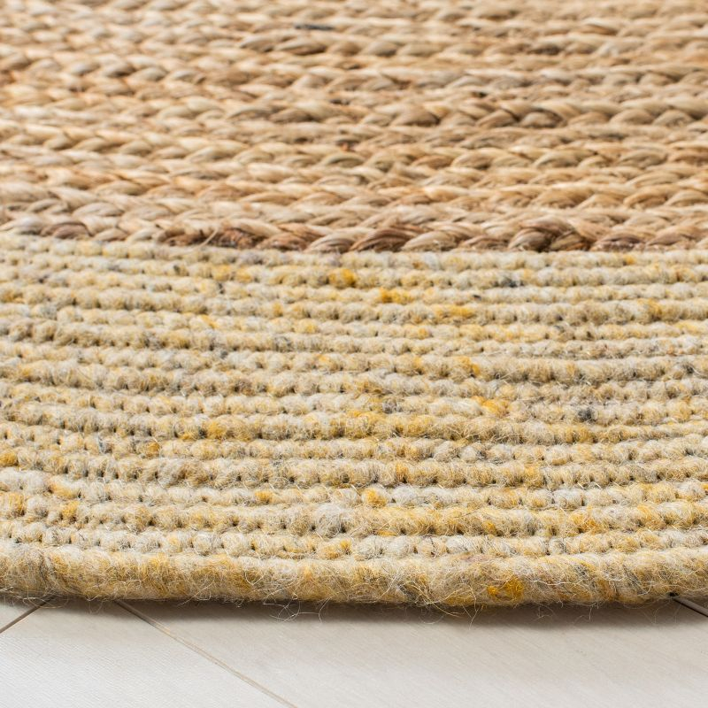 Braided BRD910 Hand Woven Indoor Accent Rug - Gold/Natural - 3' Round - Safavieh