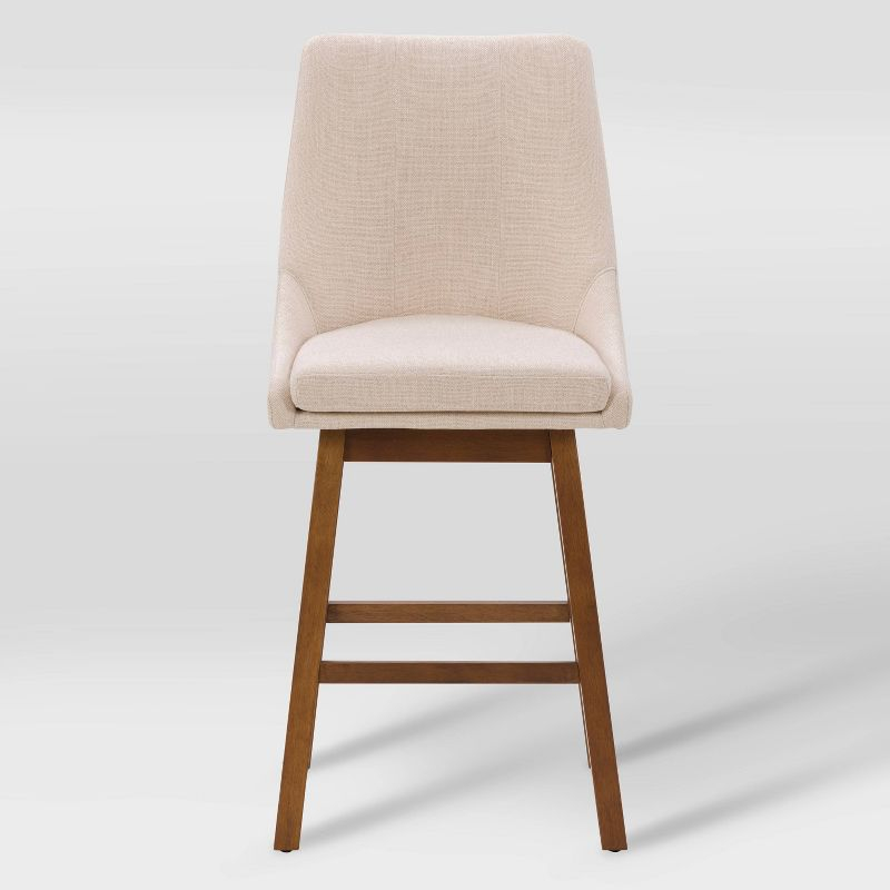 Set of 2 Boston Formed Back Fabric Barstools Beige - CorLiving: Counter Height, Upholstered, Rubberwood Legs