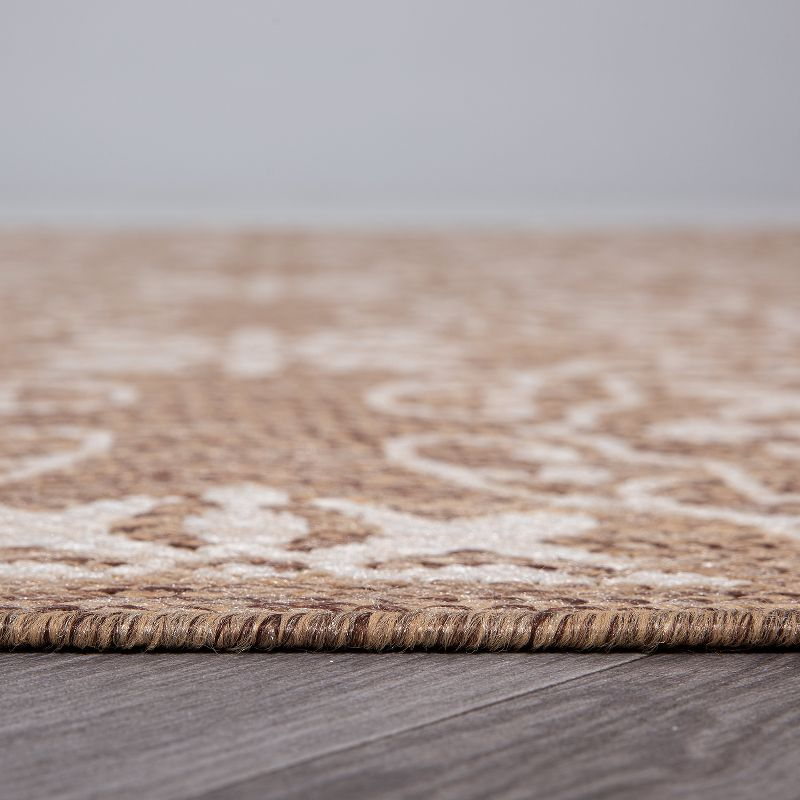 World Rug Gallery Transitional Geometric Textured Flat Weave Indoor/Outdoor Area Rug - BROWN 5' X 7'