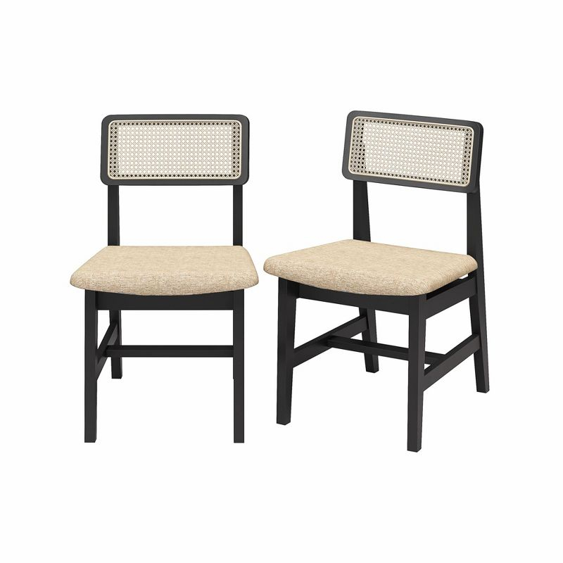 DHP Eleni Cane Dining Chairs, Set of 2, Cream/Black