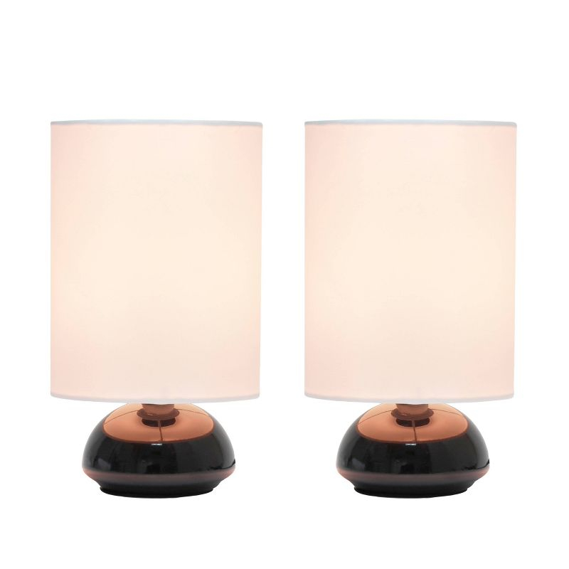 Simple Designs Set of 2 Gemini Mini Touch Table Lamps with Fabric Shades Black