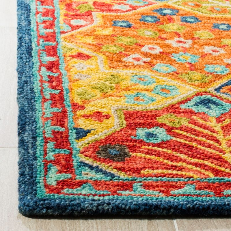 Aspen APN514 Hand Tufted Area Rug - Blue/Orange - 9'x9' - Safavieh.