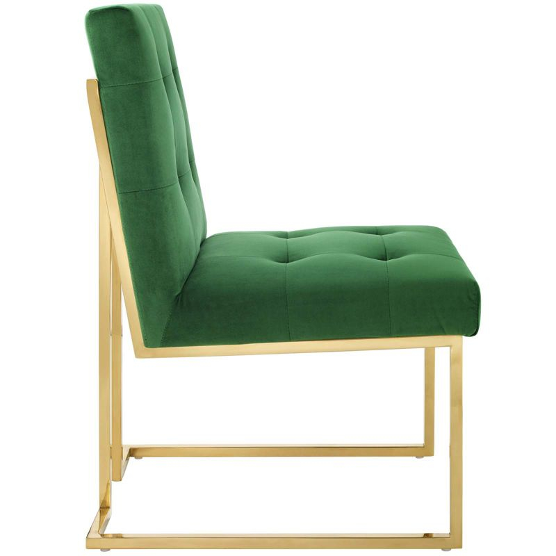 Modway Privy Performance Velvet Gold Stainless Steel Dining Chair in Gold Emerald