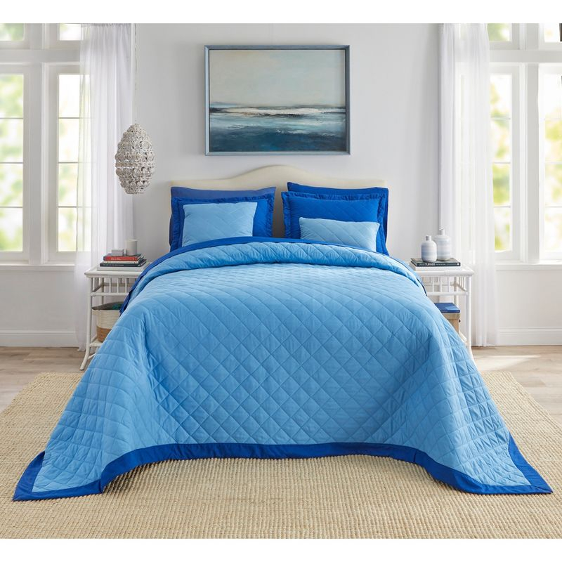 BrylaneHome BH Studio Reversible Quilted Bedspread - Full, Peacock Turquoise