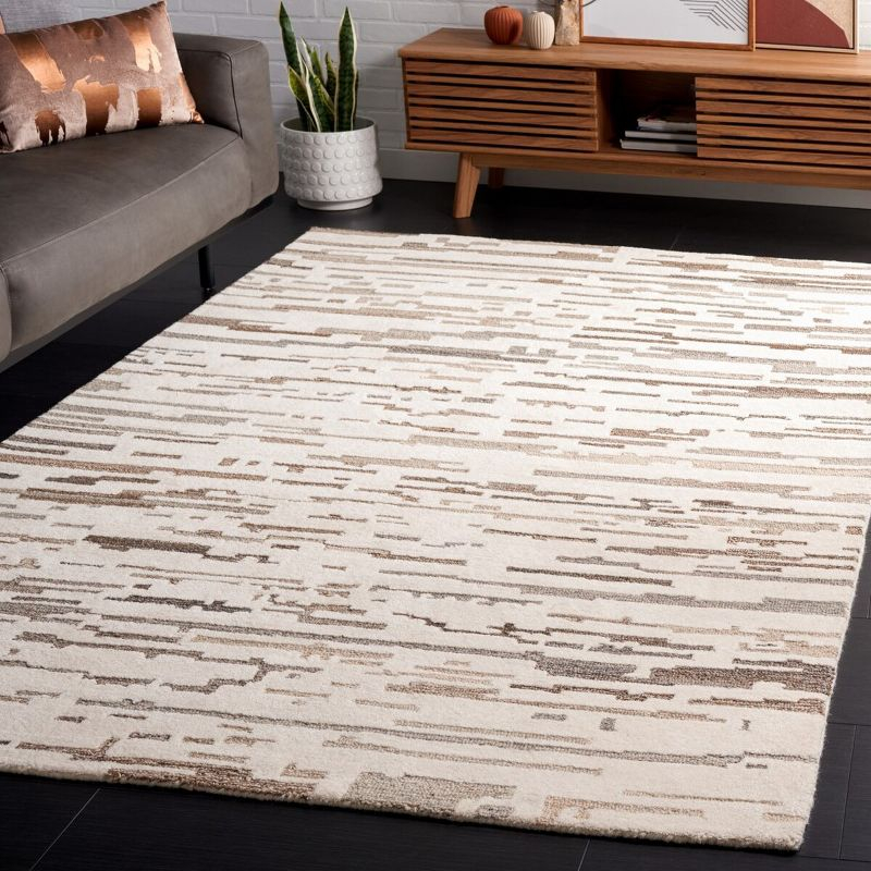 Ebony EBN501 Hand Tufted Area Rug - Ivory/Grey - 4'x6' - Safavieh.