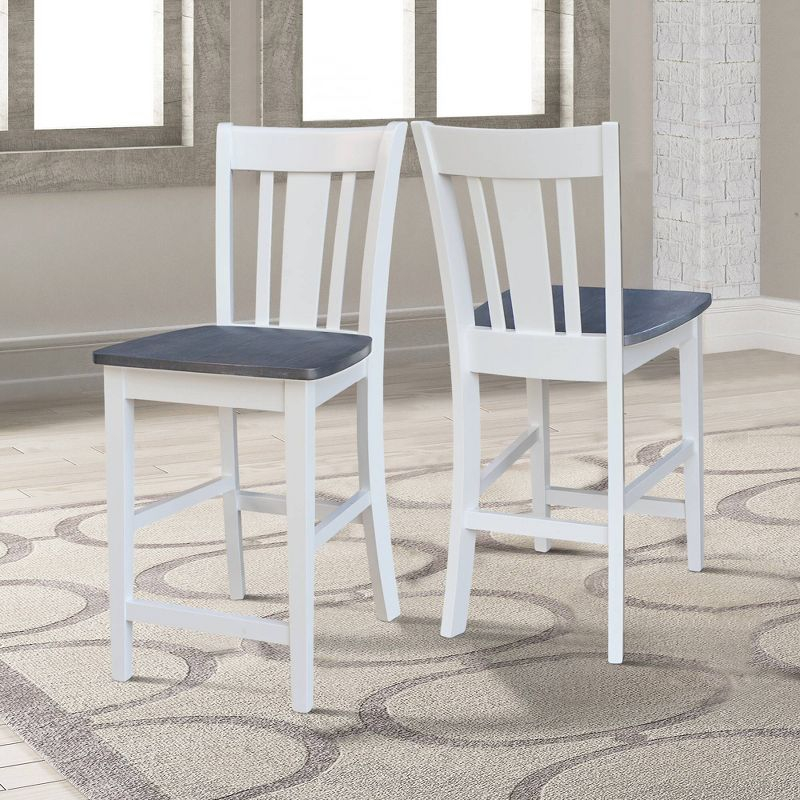24" San Remo Counter Height Barstool White - International Concepts: Hardwood Frame, Armless Design, Fixed Seat