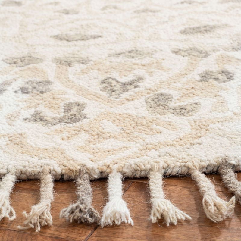 Blossom BLM459 Hand Tufted Indoor Area Rug - Ivory/Taupe - 6' Round - Safavieh
