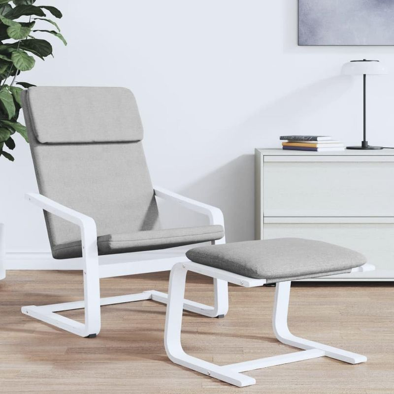 vidaXL Relaxing Chair in Light Gray Fabric - Comfortable Seating with Solid Birch Wood Frame - Suitable for Dining Room