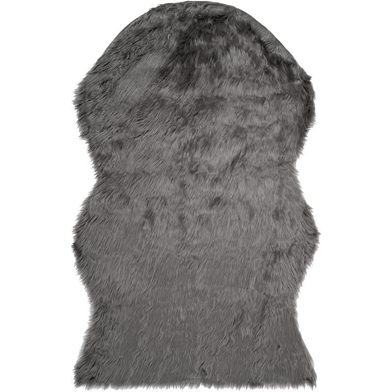 Faux Sheep Skin FSS115 Power Loomed Area Rug - Grey - 3'x5' - Safavieh.