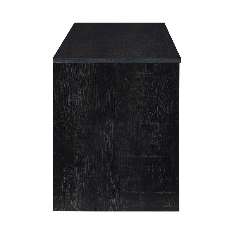 AndMakers 59 in. Farmhouse Black Oak TV Stand For TVs Up To 59" with 2 Storage Cabinets, Wood Barn Door Media Television Console Table With Storage