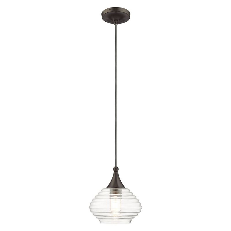 Livex Lighting Art Glass 1 - Light Pendant in  English Bronze