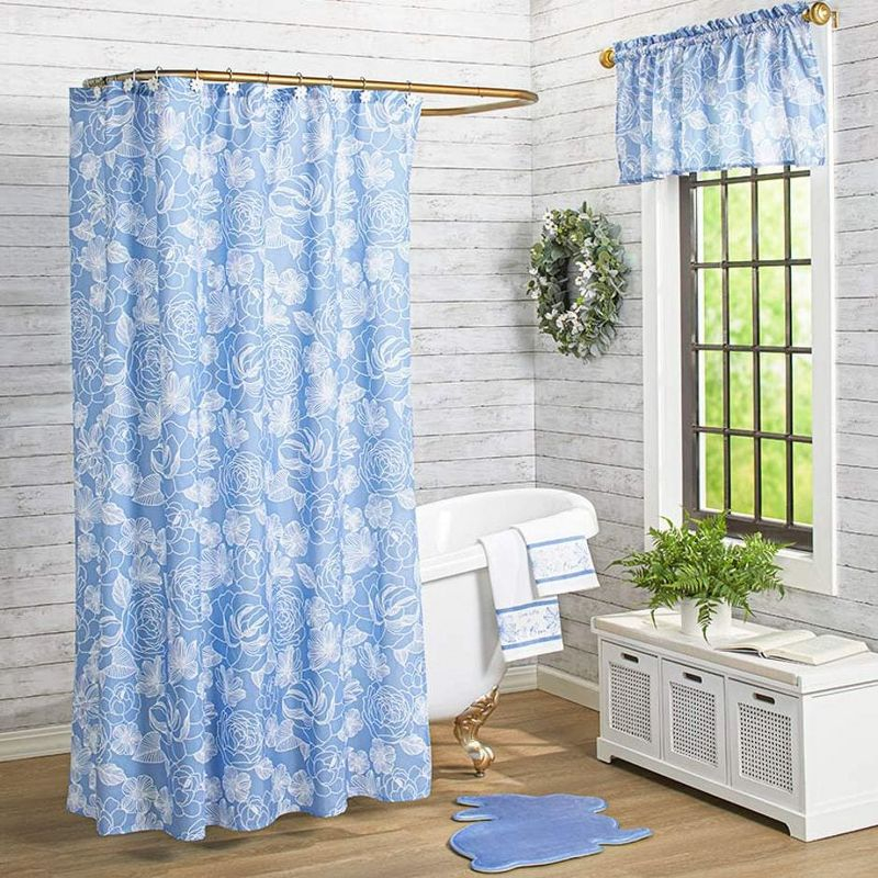 Blue Floral Rabbit Bath Rug