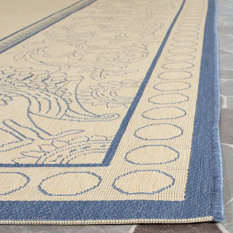Courtyard CY2965 Power Loomed Indoor/Outdoor Area Rug - Natural/Blue - 4'x5'7" - Safavieh.