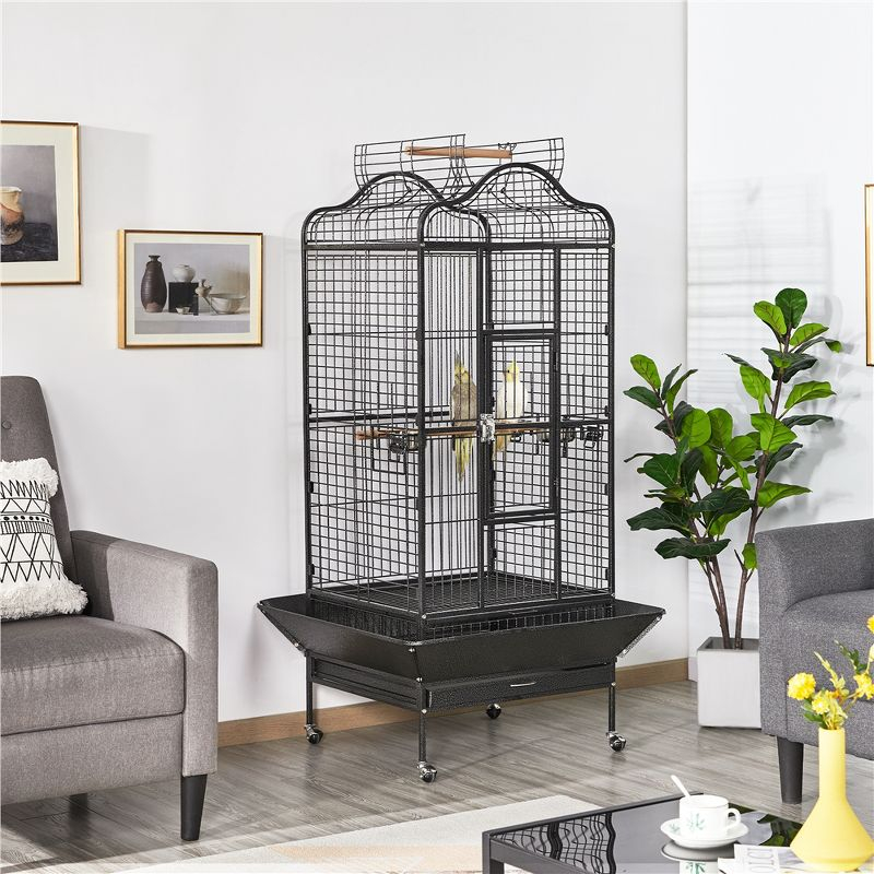 Yaheetech 63"H Open Playtop Extra Large Bird Cage Parrot Cage Black