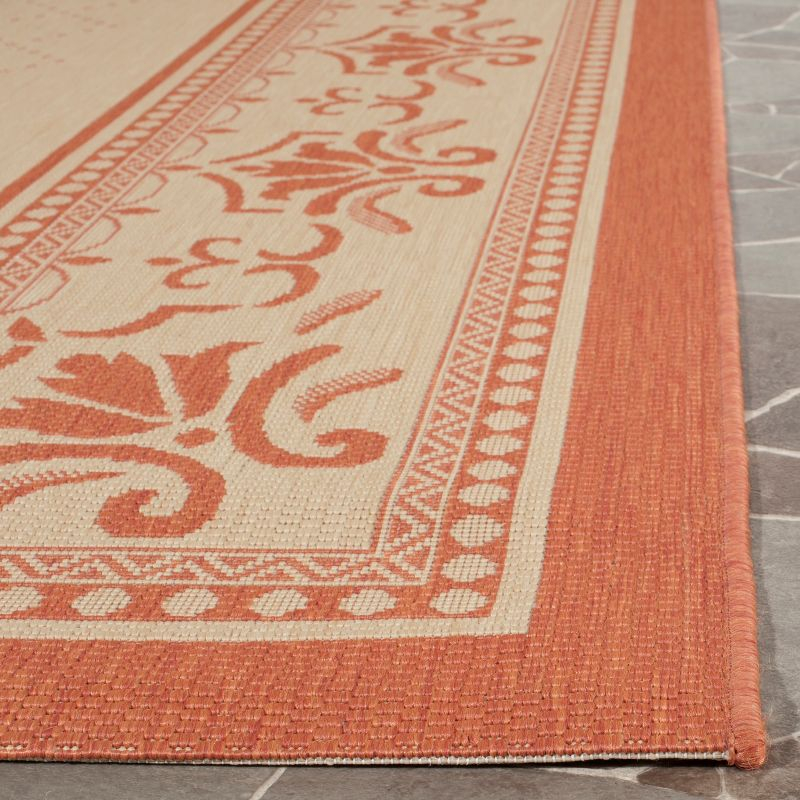 Courtyard CY0901 Power Loomed Indoor and Outdoor Area Rug - Natural/Terra - 7'10"x7'10" - Safavieh