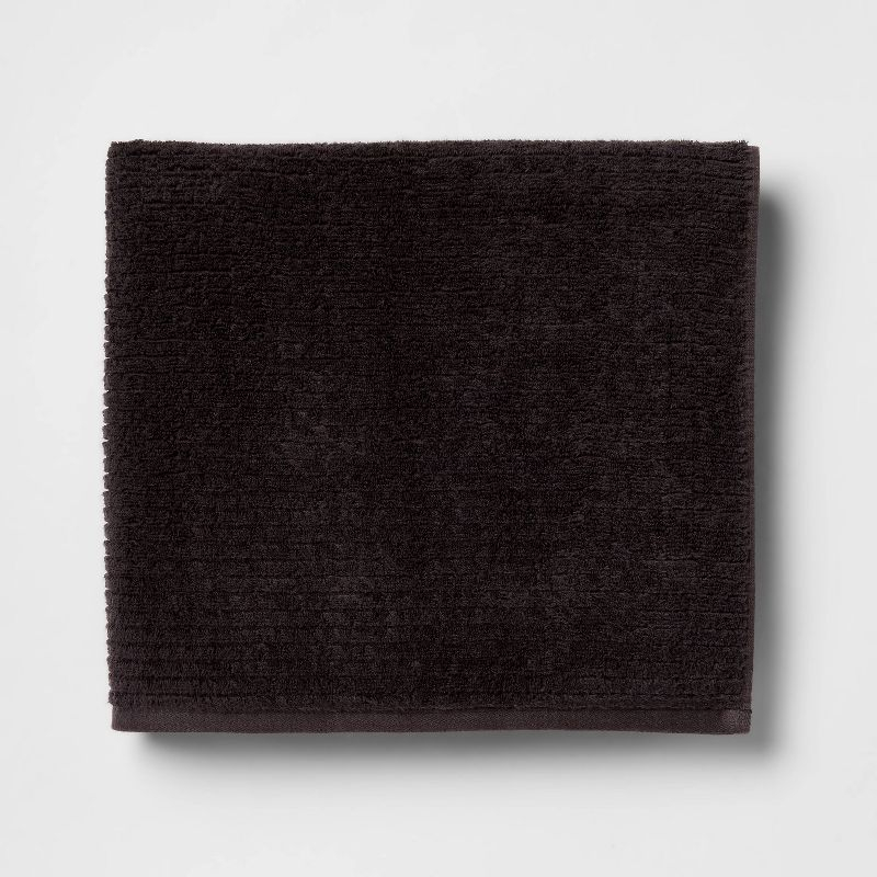 2pk Quick Dry Ribbed Bath Towel Set Washed Black - Threshold™: Cotton Terry, Midweight, OEKO-TEX Certified