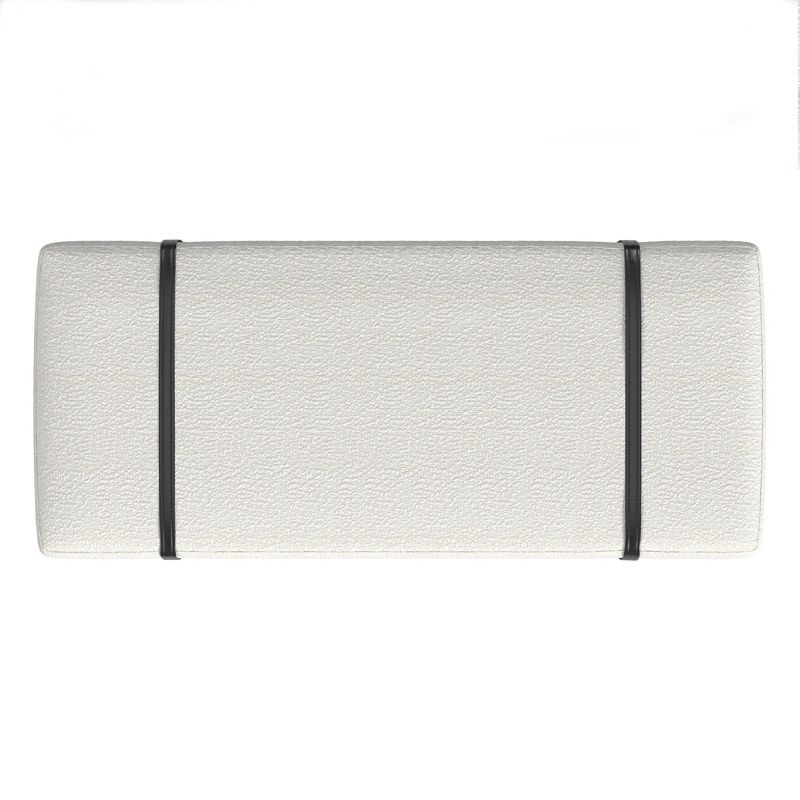 HomePop Upholstered Bench Cream Boucle/Black: Rectangle Ottoman for Bedroom, Entryway, End of Bed