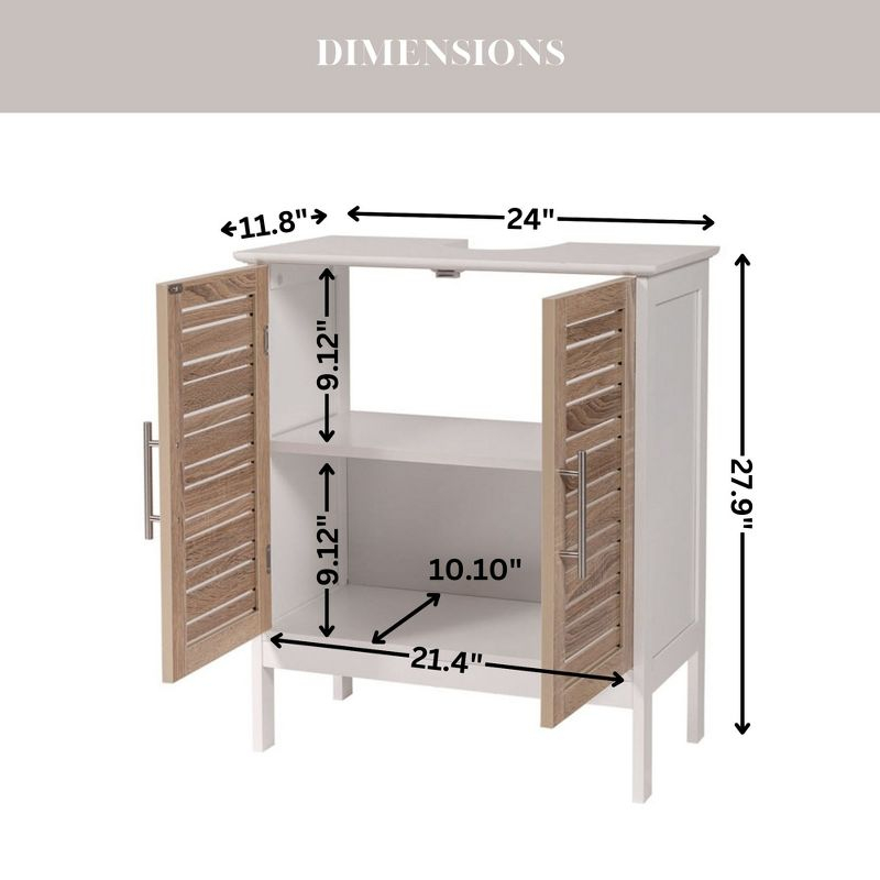 Evideco Stockholm Vanity Base Only Sink Floor Cabinet 2 Doors Oak-Colored