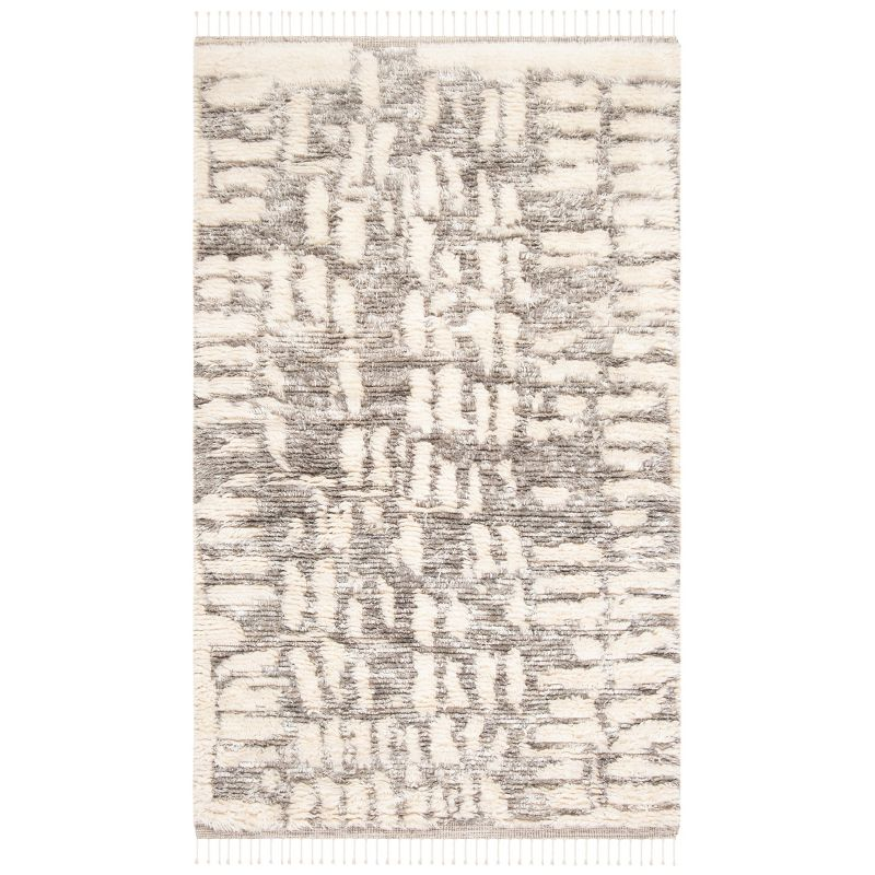 Manhattan MAN469 Hand Knotted Wool-Viscose Blend Area Rug - Ivory/Grey- 8' X 10' - Safavieh.