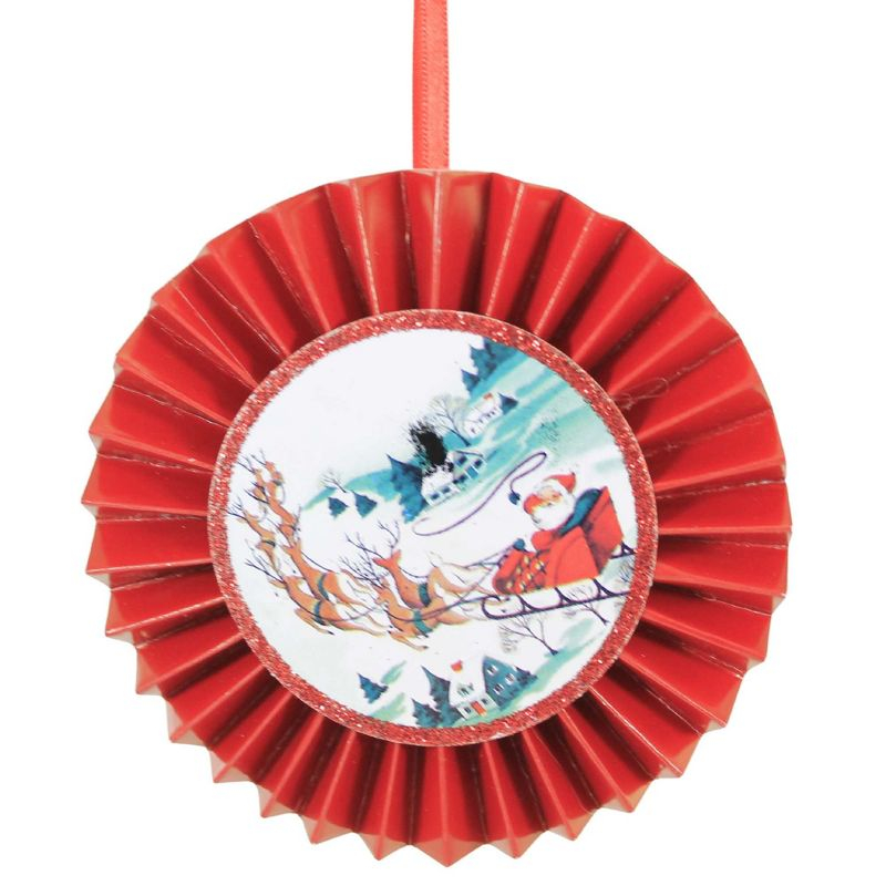 5.0 Inch Holiday Disk Ornaments Set/3 Santa Snowman Reindeer Tree Ornament Sets
