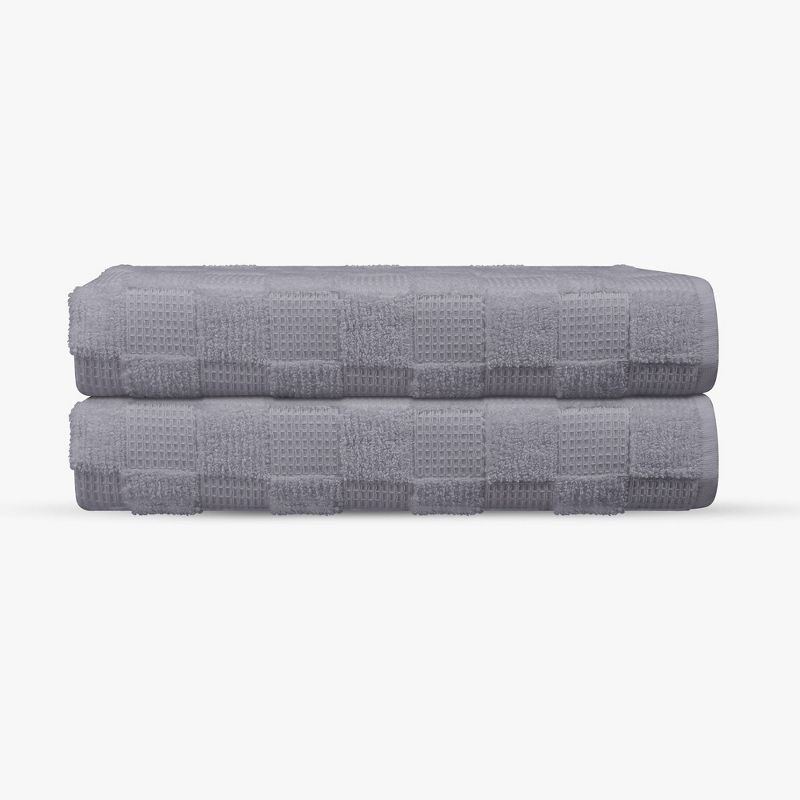 Depera Home 2pc Waffle Terry Turkish Bath Sheet Set Silver