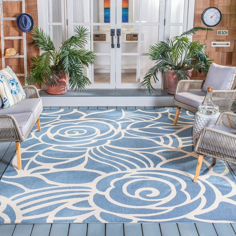 Courtyard CY5141 Power Loomed Indoor/Outdoor Area Rug - Blue/Beige - 8'9"x11'9" - Safavieh.