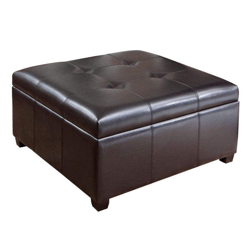 Christopher Knight Home Canyons Bonded Leather Storage Ottoman Dark Brown: Upholstered Bench, Hardwood Frame