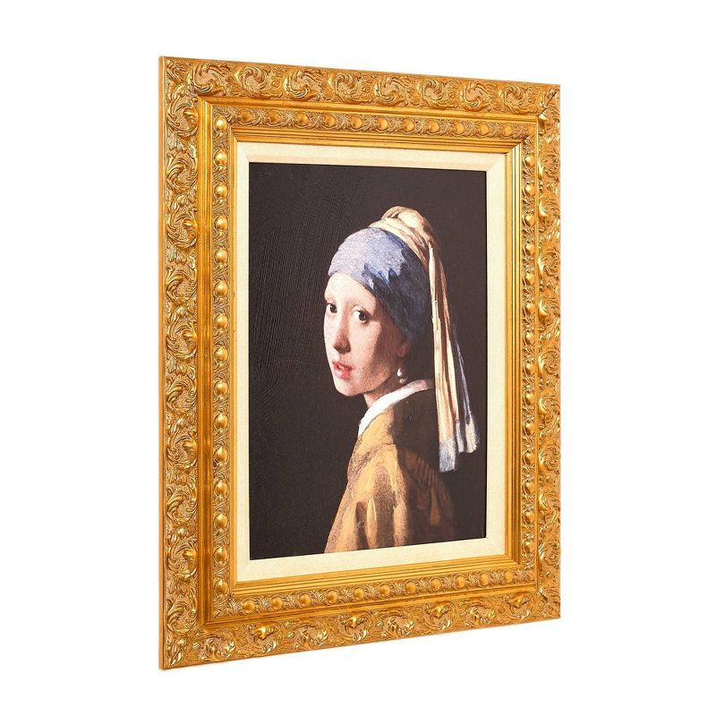 American Art Decor 19.25"x23.25" Ornate Framed Girl with a Pearl Earring Canvas Print by Johannes Vermeer