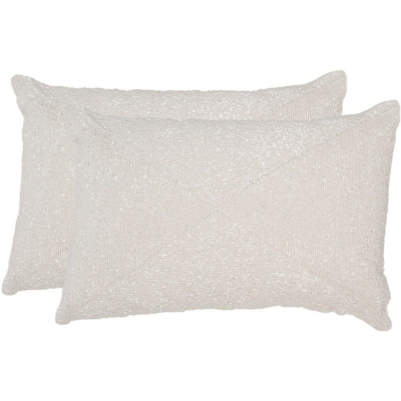 Glitter Pillow (Set of 2) - Sparkling Pearl - 12" x 18" - Safavieh