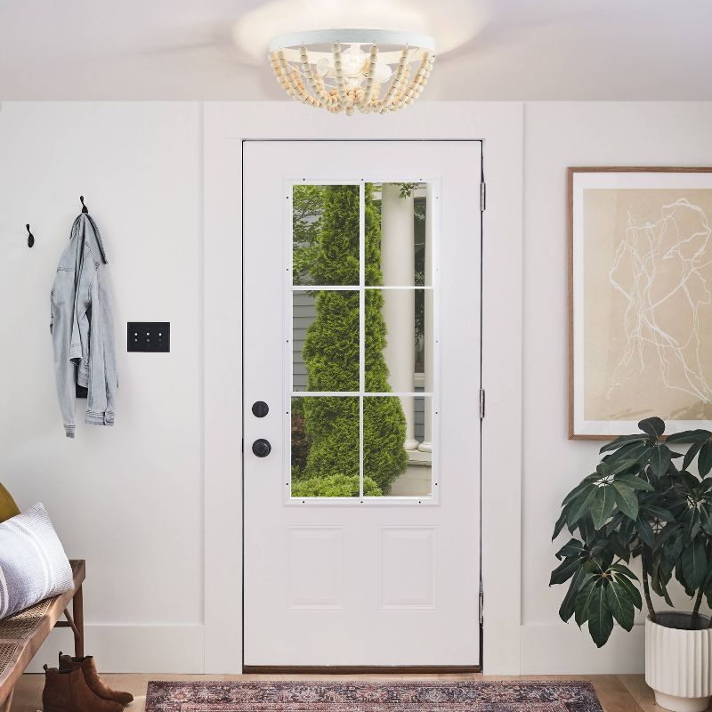 15" Delilah Boho Semi-Flush Mount Pendant White - River of Goods: Metal & Wood, UL Listed, 2-Bulb Ceiling Fixture