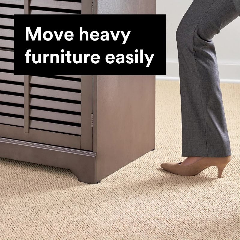 Scotch 4pk Reusable Hard Sliders Gray: Furniture Moving Pads for Carpet, Plastic, 3.5" x 3.5"