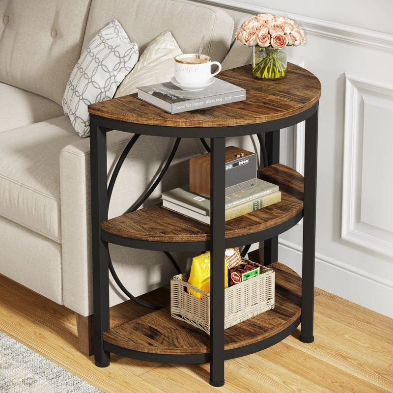 Tribesigns 1pc 3-Tier Semi Round End Table, Half Moon Accent Table