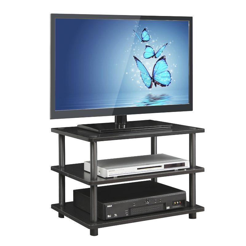 Furinno Easy Assembly 3-Tier Corner TV Stand for TVs up to 25" Storage Shleves CorLiving Blackwood
