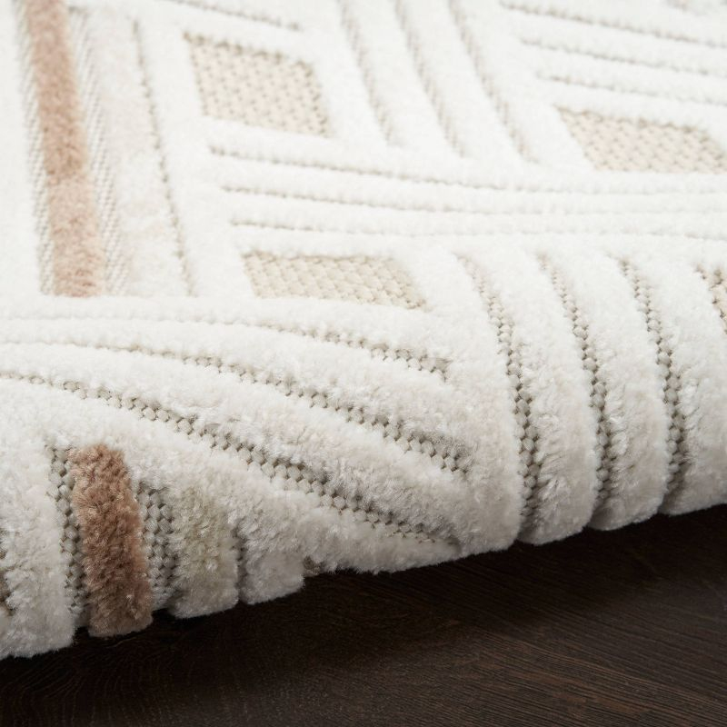 Nourison 7'10"x9'10" Care Free Lattice Machine Woven Area Rug Ivory/Beige: Geometric Low Pile Indoor Rug for Living Room