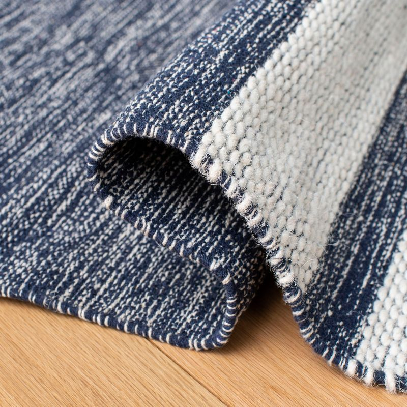 Striped Kilim STK514 Hand Woven Area Rug - Navy/Ivory - 3'x3' - Safavieh.